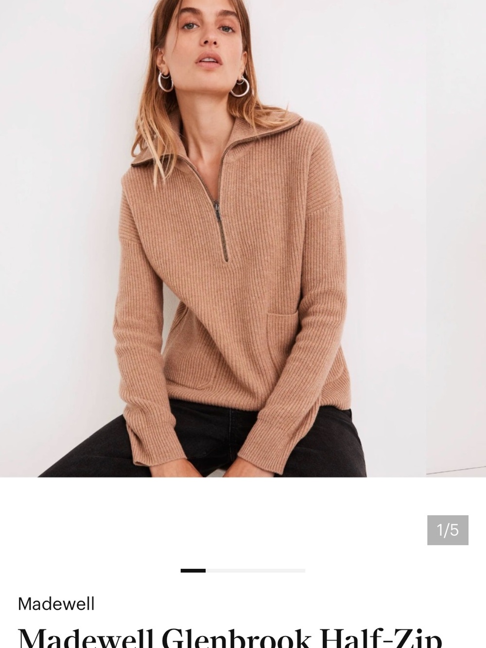 Madewell Glenbrook Half-Zip Sweater in Camel + Smiski Bundle